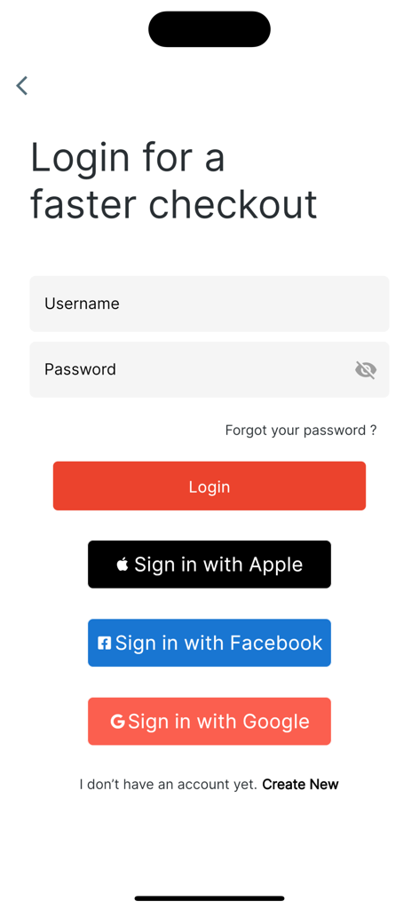 Eat Clean Chicago - Eat Clean Chicago login interface with username and password fields and social sign in options for Apple Facebook and Google
