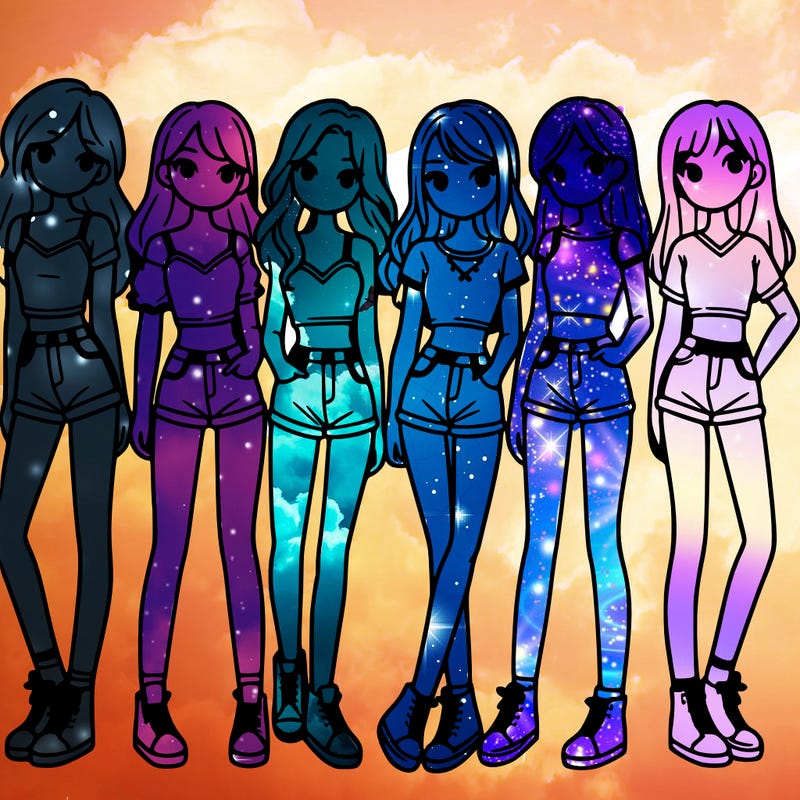 a group of girls wearing crop tops and shorts