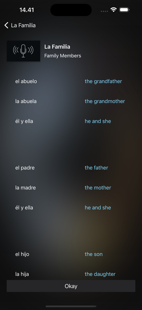 Aprende Inglés con Español - English vocabulary lesson for family members with Spanish translations and audio support