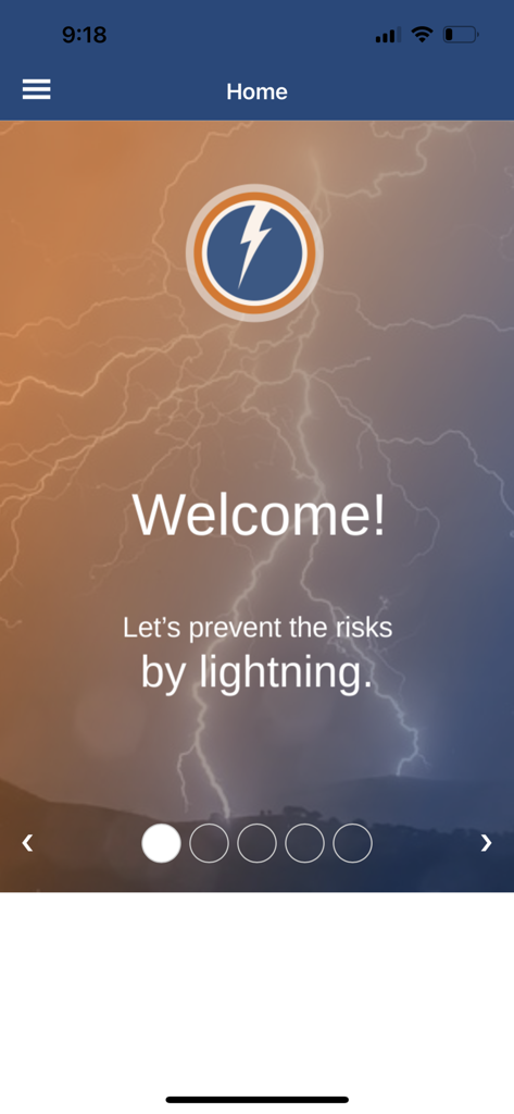 Keraunos Life Preserver - Keraunos Life Preserver app welcome screen featuring a lightning bolt icon and lightning strike background