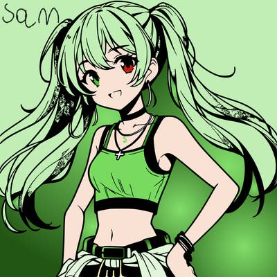 anime girl wearing crop top