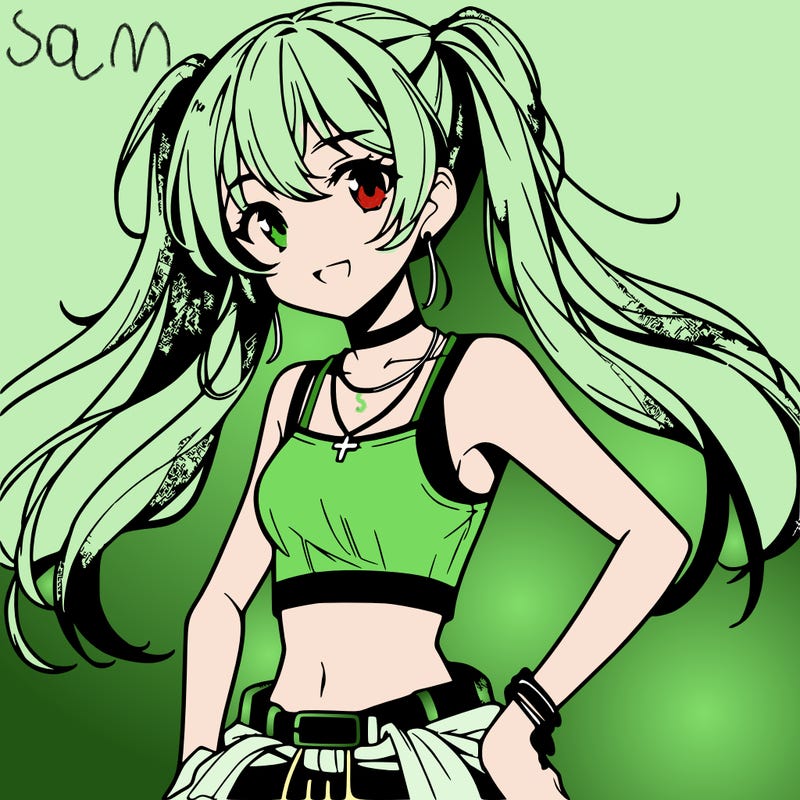 anime girl wearing crop top