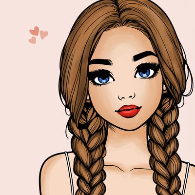 realistic girl with braids