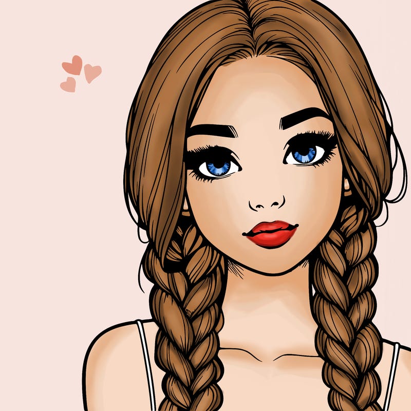 realistic girl with braids