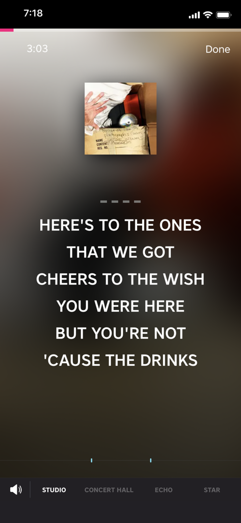 Sing by Stingray app interface showing karaoke lyrics and voice effect options