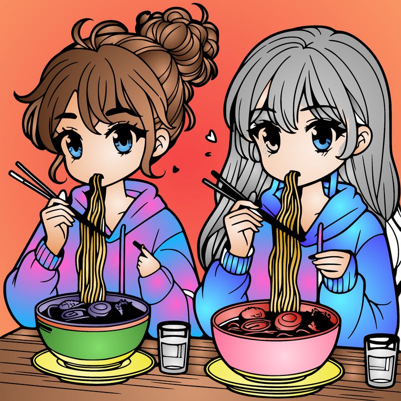 girls eating ramen