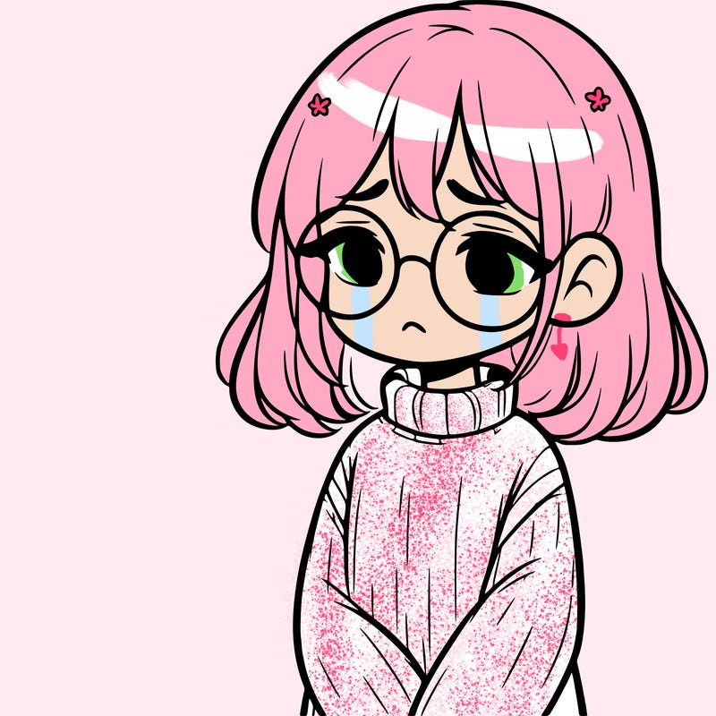 sad girl with glasses in a sweater