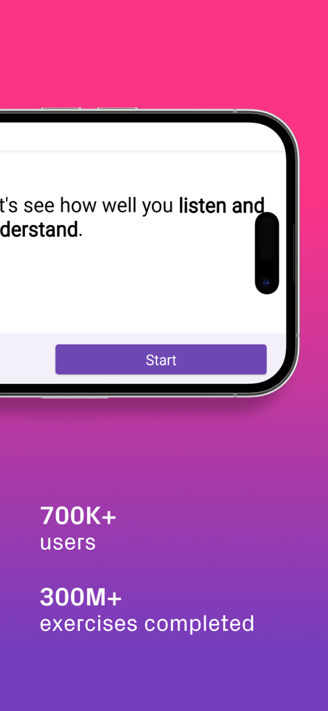 Constant Therapy app interface showing user statistics and a speech therapy exercise start button
