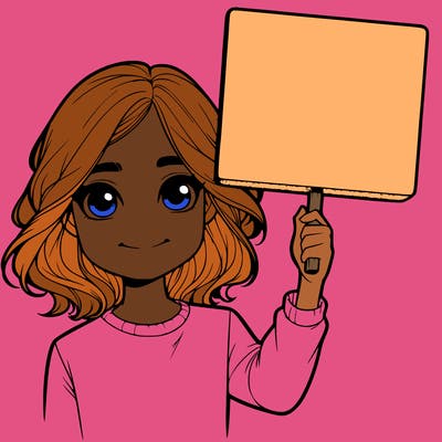 realistic girl holding up a sign