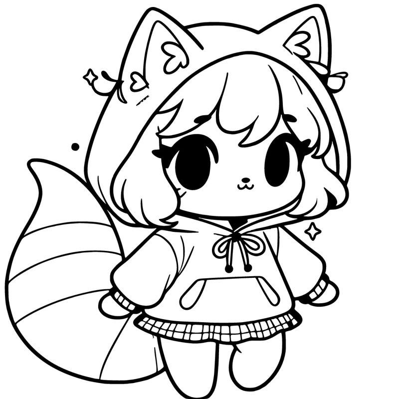 cute cat girl in hoodie