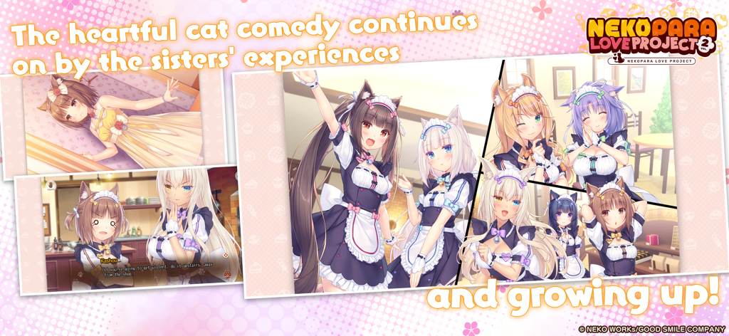 Nekopara Love Project Vol.2 - Promotional banner for Nekopara Love Project Vol. 2 featuring anime catgirl characters in maid uniforms.