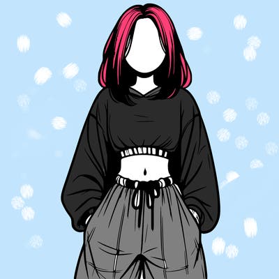 realistic girl faceless with baggy pants and a crop top