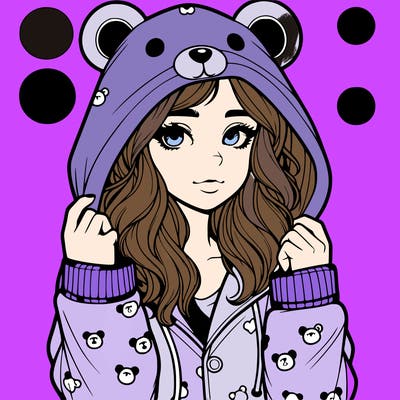 realistic girl in a animal pjs hoodie