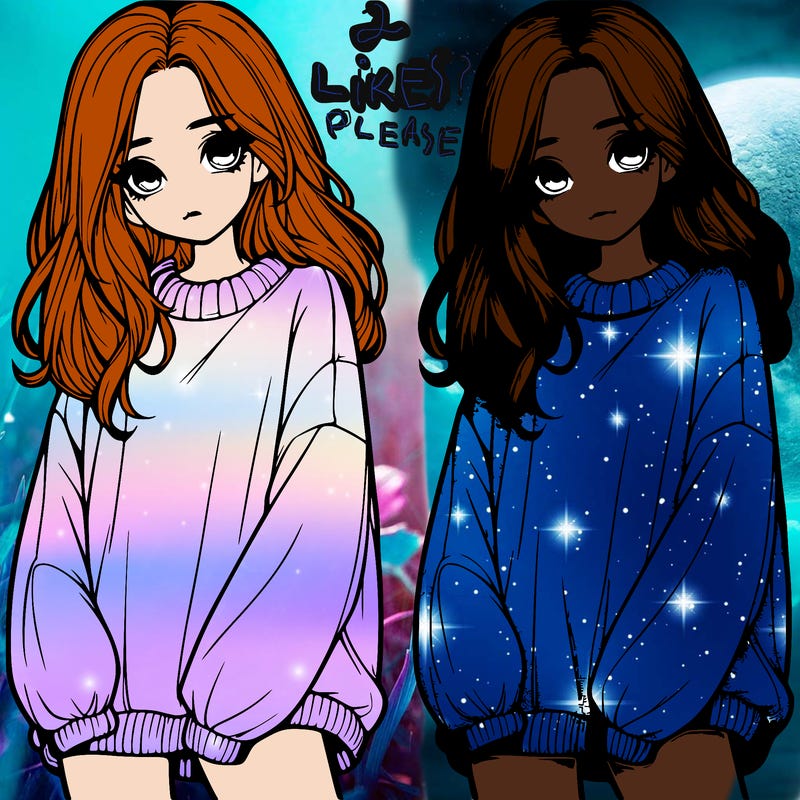 realistic girl with baggy sweater