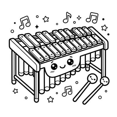 Introduce your child to the joy of music and art with this charming kawaii vibraphone coloring page! Its bold lines and happy features make it perfect for young artists to bring to life with their favorite colors.