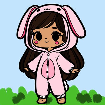 girl wearing a bunny onesie