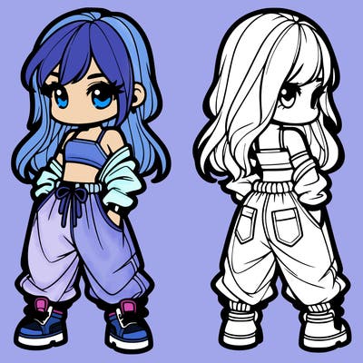 girl in crop top and baggy pants