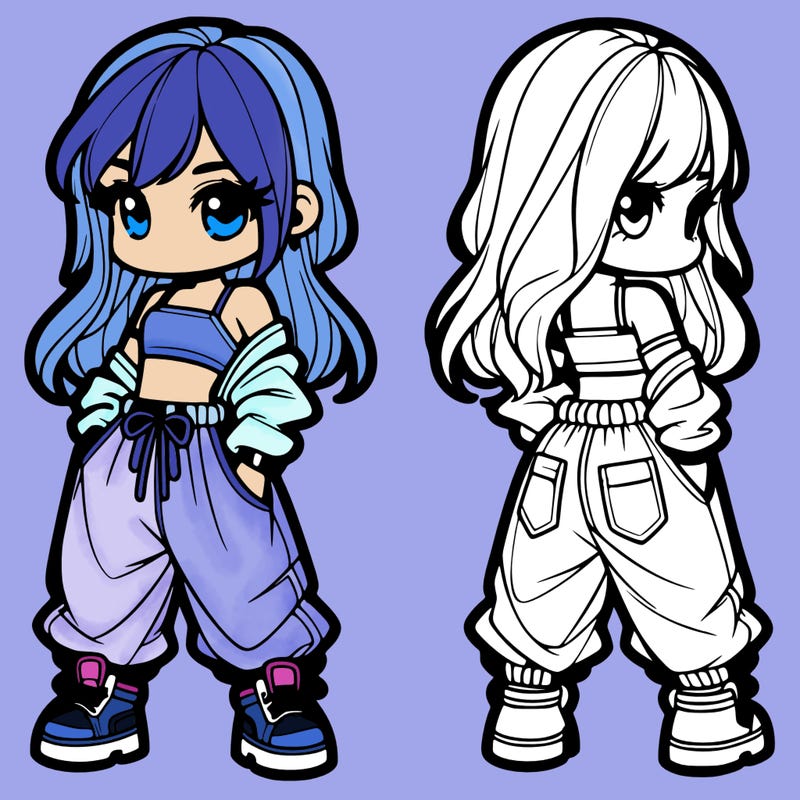 girl in crop top and baggy pants