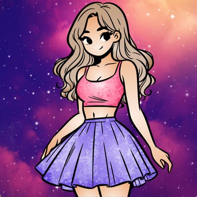 woman in a skirt and crop top