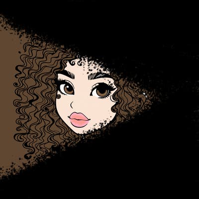 girl with curly hair realistic