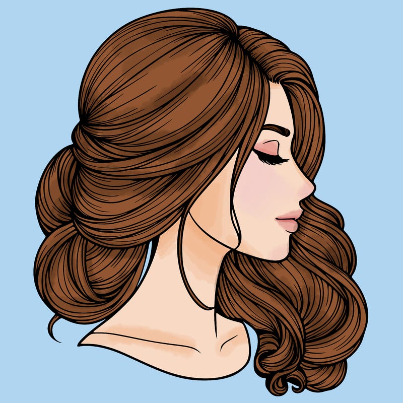 realistic woman's head & hair
