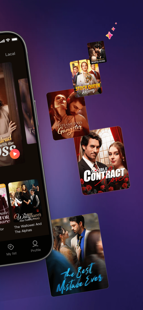 Seer Drama - Stream Shorts&TV - Seer Drama mobile app interface featuring romantic short film and mini series posters.