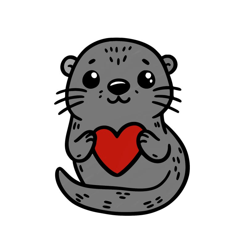 otter with a heart