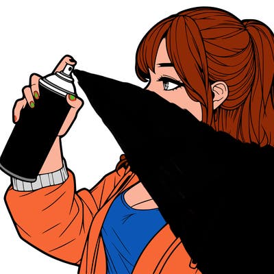 a realistic girl spray, painting