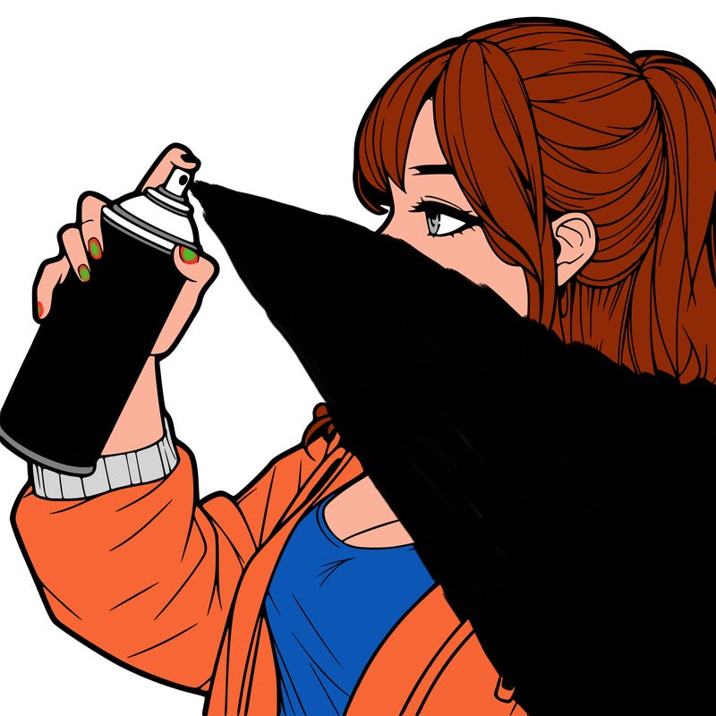 a realistic girl spray, painting