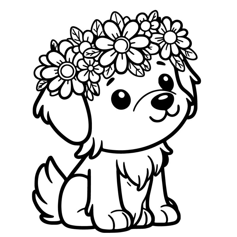 dog with flower crown