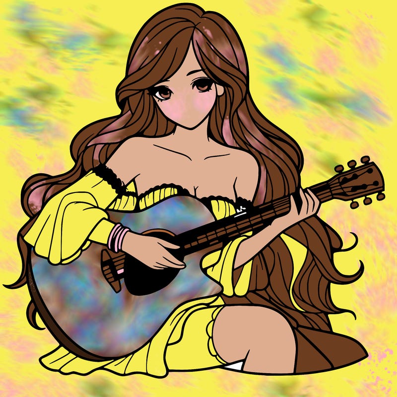 beautiful girl playing the guitar