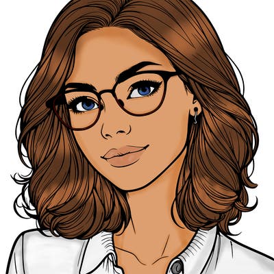 realistic woman with glasses
