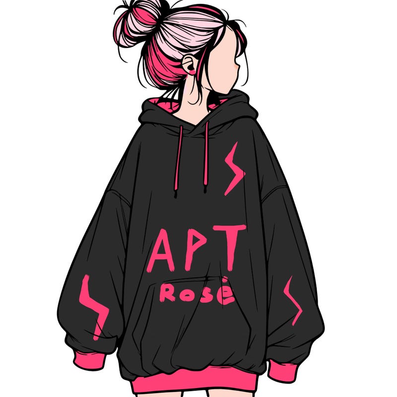 realistic girl with a oversized sweatshirt on and a bun