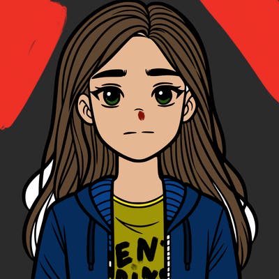 teenager not smiling long hair