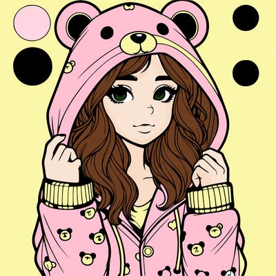 realistic girl in a animal pjs hoodie