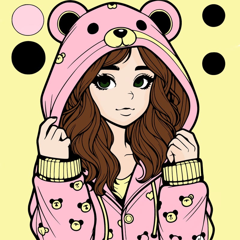 realistic girl in a animal pjs hoodie