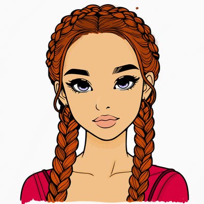 realistic girl with braids