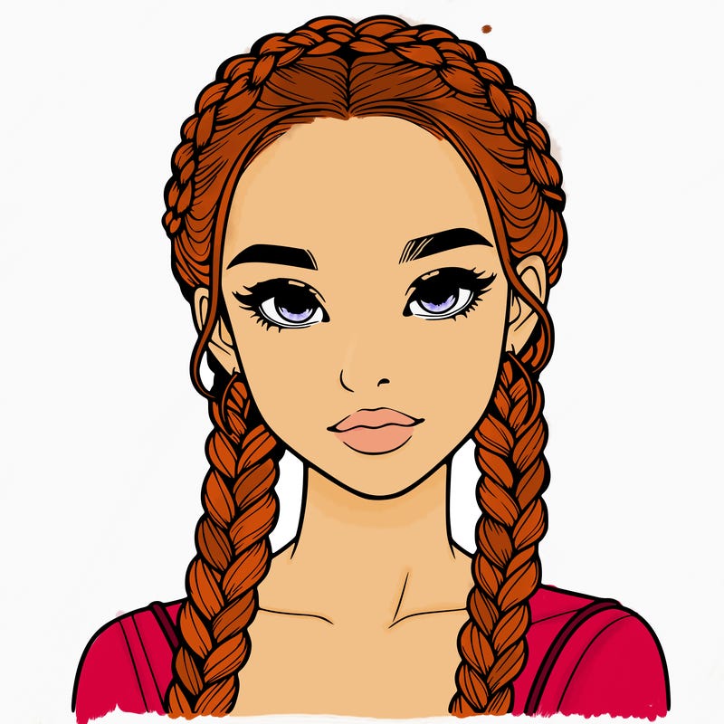 realistic girl with braids