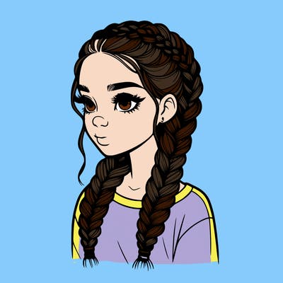 realistic girl with braids