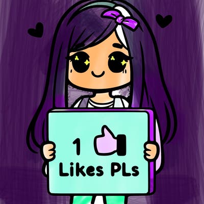 girl holding a sign saying 10 likes pls