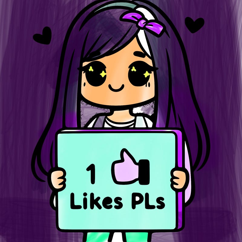 girl holding a sign saying 10 likes pls