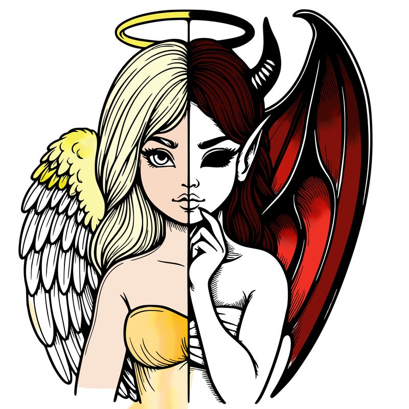 realistic angel half demon