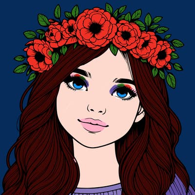 realistic girl with flower crown
