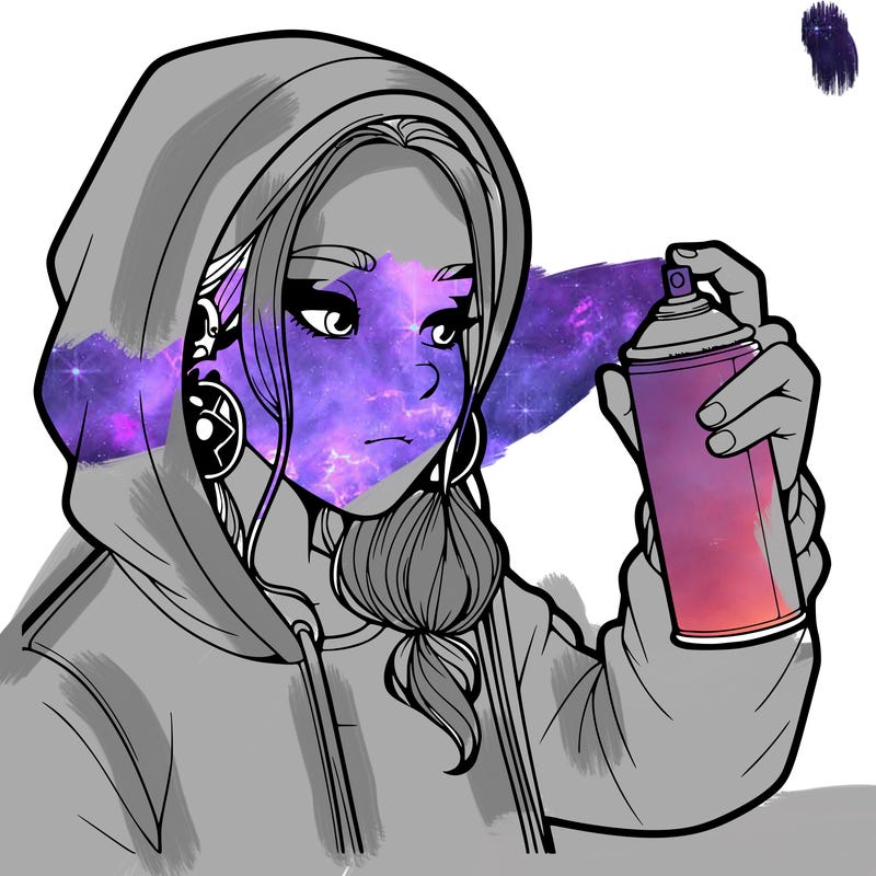 a realistic girl, spray painting