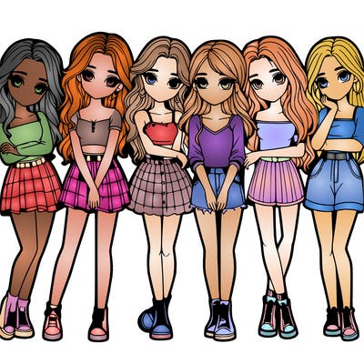 a group of girls realistic