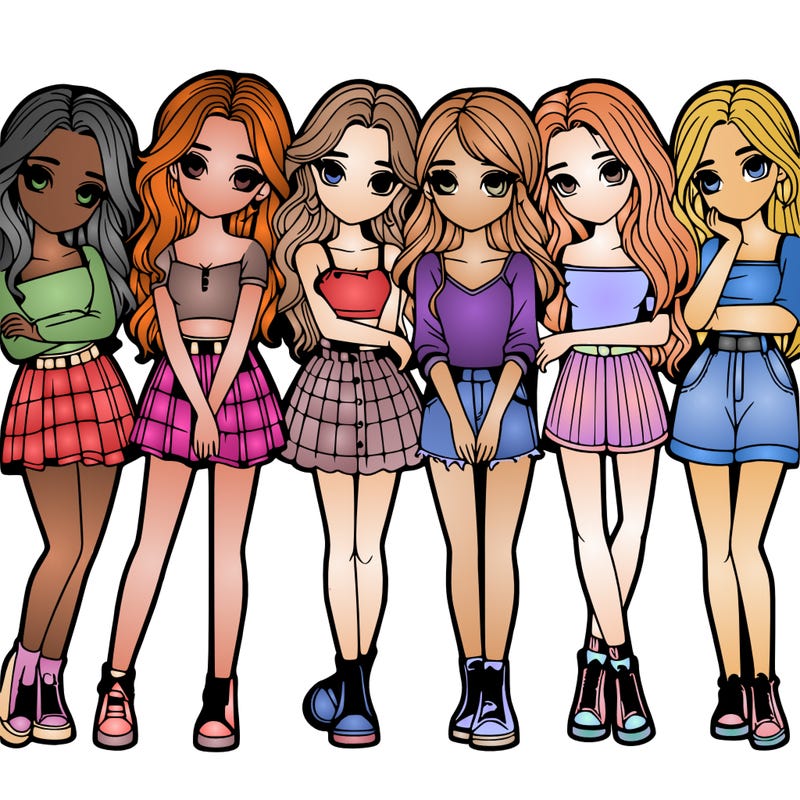 a group of girls realistic