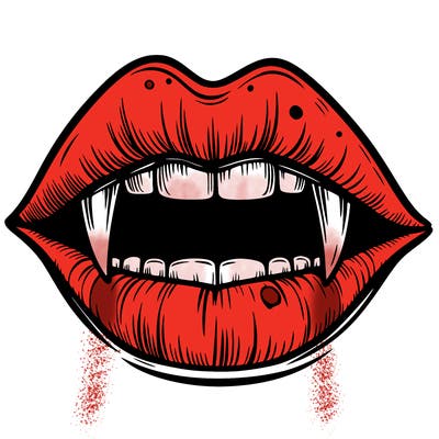 lips with vampire teeth