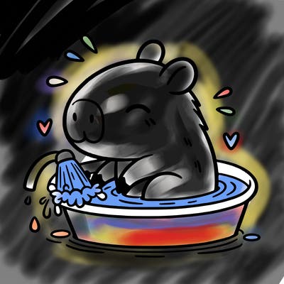 capybara taking a bath