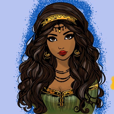 realistic beautiful mysterious gypsy girl