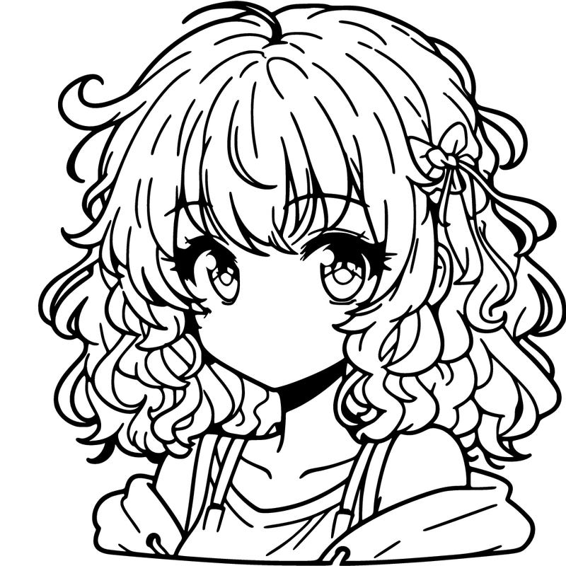 anime girl with curly hair